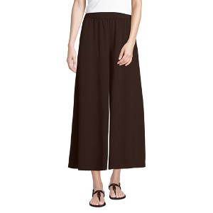 Lands' End Women's Creaseless High Rise Palazzo Crop Pants - 1 of 3