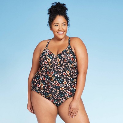 plus size lace up swimsuit