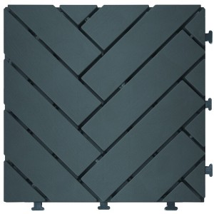 Courtyard Casual Plastic Deck Tiles - Herringbone Pattern Charcoal Gray Color Pack of 9 - 1 of 1