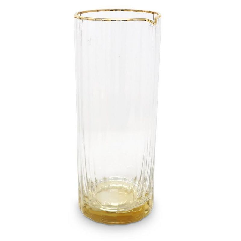Classic Touch Glass Optic Pitcher with Gold Base and Rim, 9.75"H, 2 of 4