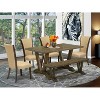 HomeStock 6-Piece Rectangle Distressed Jacobean Finish Solid Wood Top Dining Table with 1-Bench, 4-Chairs - 2 of 4