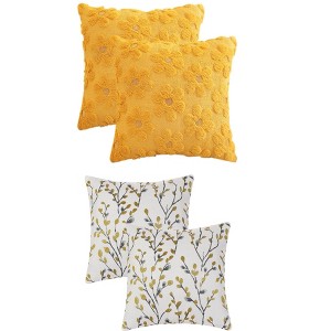 REGALWOVEN 4 Pcs Floral Pattern Soft Comfort Throw Pillow Covers 18" x 18" - 1 of 4