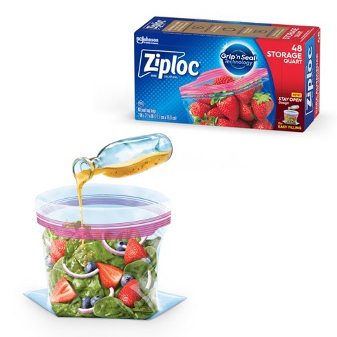 Ziploc Brand Storage Quart Bags, Plastic Storage Bags for Food, 48