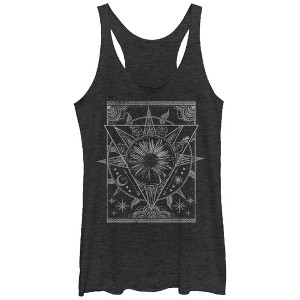 Women's Lost Gods Geometric Celestial Daisy Racerback Tank Top - 1 of 3