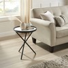 Modern Minimalist Intersecting Tripod Leg Side Table Black/Faux White Marble - Saracina Home: Powder-Coated Steel Frame, 21" Height - 2 of 4