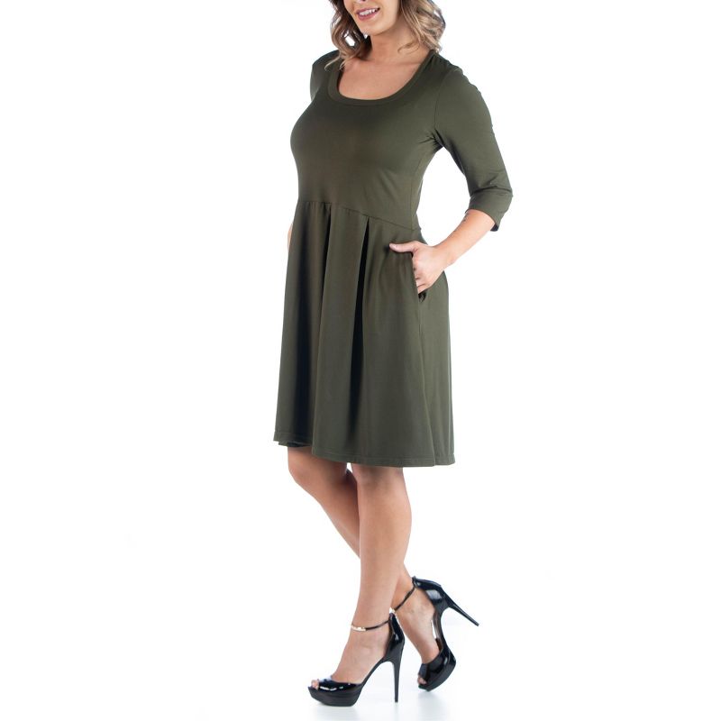 24seven Comfort Apparel Fit and Flare Plus Size Dress, 2 of 5