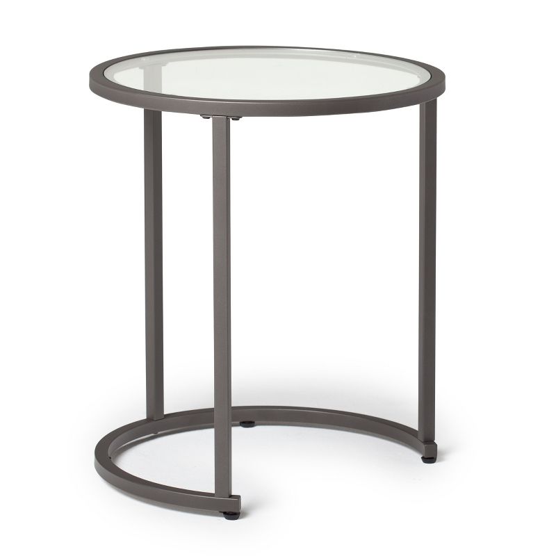 Home Camber Modern Glass Round Nesting Table 20 inches Gray - Studio Designs, 3 of 8