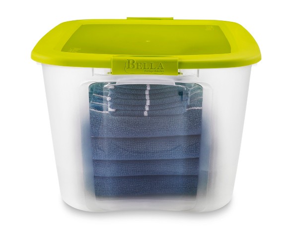 Bella&#153; 71 Qt Locking Lid Storage Tote - Clear w/ Green Lid