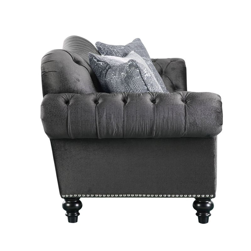 96&#34; Gaura Sofa with Pillow Dark Gray Velvet - Acme Furniture, 2 of 7