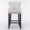 SKRAN Contemporary Velvet Upholstered Back Barstools With Solid Wood Legs And Nailhead Trim,Leisure Style Bar Chairs For Kitchen Island Counter - 4 of 4