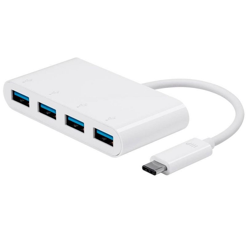 Monoprice USB-C to 4 Port USB-A 3.0 Adapter - White, Portable, Reversable Design, & Data Transfer Speeds Up To 5Gbps - Select Series, 1 of 5