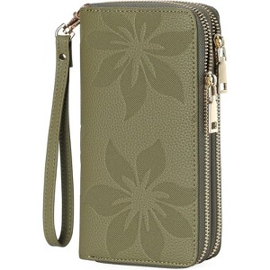 Clotth Womens Wallet - Large Capacity RFID Blocking Leather Wallet for Women Double Zipper Wristlet Clutch for Phone,Travel & Daily Use - 1 of 4