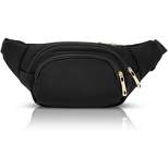 Zodaca Plus Size Black Fanny Pack, Crossbody Bag with Adjustable Belt Straps Fits 34-60 Inch Waist (Expands to 5XL)