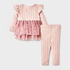 Baby Girls' 2pc Disney Minnie Mouse Long Sleeve Tulle Dress and Leggings Set - Pink - 2 of 4