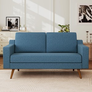 Dyonery 65.4" Loveseat Sofa,Comfy Love Seat Couches for Living Room,Mid Century Modern Small Couch for Bedroom Office with Spring Cushion - 1 of 4