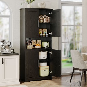 Coucheta Tall Storage Cabinet, 70" Kitchen Pantry Cabinet with Doors and Adjustable Shelves, Rustic Wooden Cupboard for Dining Room, Living Room - 1 of 4