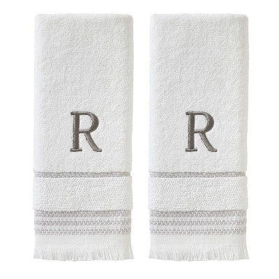 SKL Home By Saturday Knight Ltd Casual Monogram Hand Towel Set A - 2-Count - 16X26", White