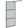 vidaXL Walk-in Shower Wall 31.5"x76.8" Dark ESG Glass Black - 4 of 4