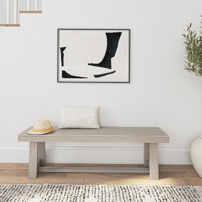 Seashell Wirebrush 60" Solid Pine Farmhouse Dining Bench