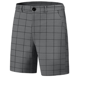 Lars Amadeus Men's Summer Slim Fit Flat Front Plaid Dress Shorts - 1 of 4