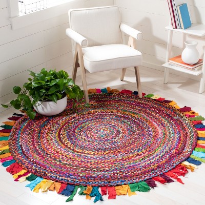 Handmade Multicolor Cotton Braided Round Area Rug