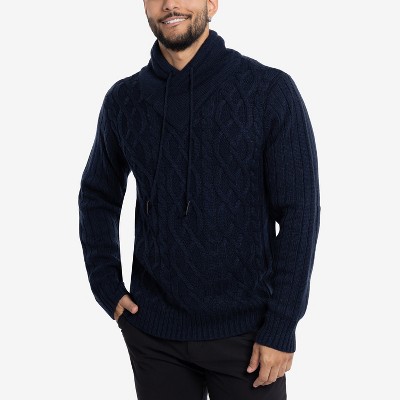 X RAY Men's Cable Knit Cowl Neck Sweater