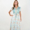 Anna-Kaci Women's Floral Print Midi Dress With Short Sleeves And Drawstring Waist - image 2 of 4