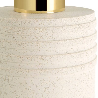 Beige Resin and Wood 4-Piece Bathroom Accessory Set