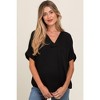 Pinkblush Black V-Neck Pin-Tuck Detail Maternity Top - 2 of 4