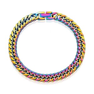 Crucible Men's 8mm Wide Cuban Curb Chain Steel Bracelet 8.25" - 1 of 4