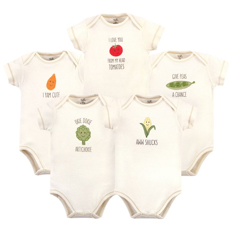 Touched by Nature Organic Cotton Bodysuits 5pk, Corn, 1 of 8