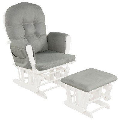 Tangkula Rocking Chair Baby Nursery Chair Glider with Ottoman &Storage Pocket
