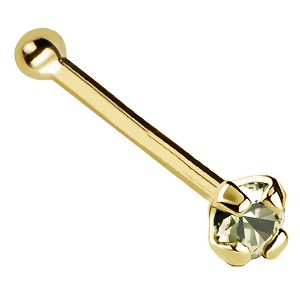 Jewelry Avalanche 22G 14K Gold Ball-end Nose Stud with Peridot Gemstone - 1 of 2