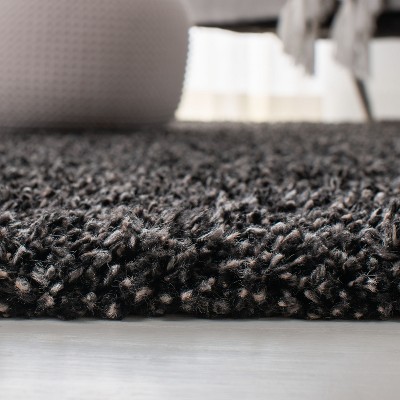 Charcoal Solid Shag Synthetic 4' x 6' Area Rug