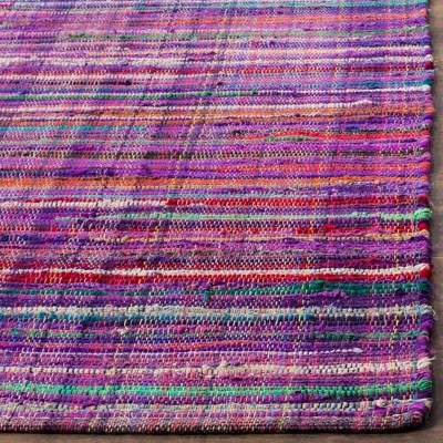 Handwoven Purple and Multicolor Cotton Flat Woven Area Rug