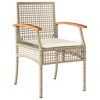 vidaXL 3 Piece Patio Dining Set with Cushions Beige Poly Rattan - 3 of 4