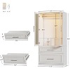 PAKASEPT 71" Armoire Wardrobe Closet with Glass Door and Drawers, edroom Closet Wardrobe Cabinet with Hanging Rod, Armoire Storage Cabinet - 3 of 4