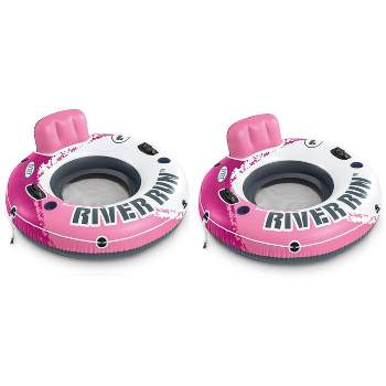 Intex Pink River Run I Sport Lounge Inflatable Water Float 53" Diameter 2-Pack