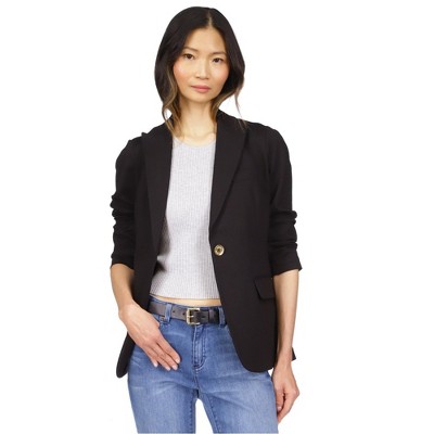 Michael Kors Womens Stretch Knit One Button Blazer Jacket