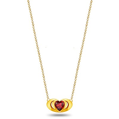 Paaaawaters18k Gold Plated Mini Double Love Heart Pendant Necklace for Women