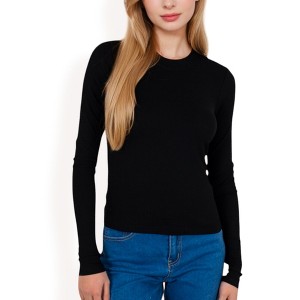 Anna-Kaci Women's Ribbed Long Sleeve Fitted Crew Neck Top - 1 of 4