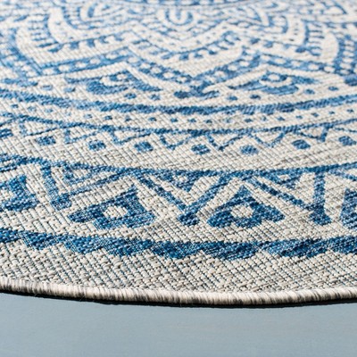 59" Round Gray Synthetic Non-Slip Easy Care Rug
