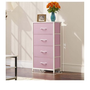 Dresser with 4 Drawers ,Fabric Storage Tower, Organizer Unit for Living Room, Hallway, Closets,Sturdy Steel Frame, Wooden Top - 1 of 4