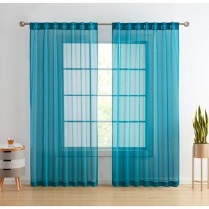 HLC.ME Lauren Semi Sheer Light Filtering Transparent Pocket Top & Back Tab Lightweight Window Curtain Panels, Set of 2 - 1 of 4
