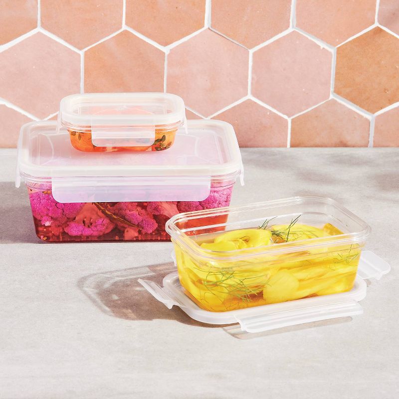 6pc (set of 3) Plastic Rectangle Food Storage Container Set Clear - Figmint&#8482;, 3 of 6