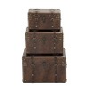 Set of 3 Traditional Faux Leather and Wood Storage Case Trunks Brown - Olivia & May - 2 of 4