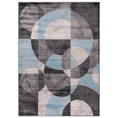 World Rug Gallery Modern Geometric Circles Design Area Rug - Blue 5'x7 ...