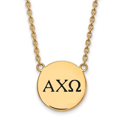 Black Bow Jewelry 14k Yellow Gold Plated Sterling Silver Alpha Chi Omega Greek Life Necklace 18 Inch