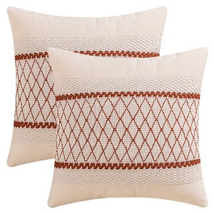 REGALWOVEN Geometry Weave Patchwork Throw Pillow Covers for Sofa Farmhouse Living Room Decor 2 Pcs - 1 of 4