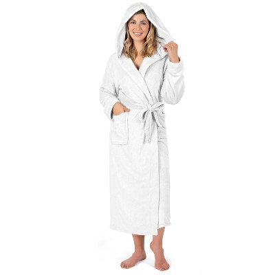 PAVILIA Women Robe with Hood, Fleece Plush Soft Long Hooded Robe, Fluffy Fuzzy Cozy Warm Bathrobe Shower Spa House